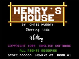 Title screen of Henry's House on the Commodore 64.