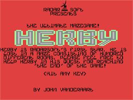 Title screen of Herby on the Commodore 64.