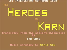 Title screen of Heroes of Karn on the Commodore 64.