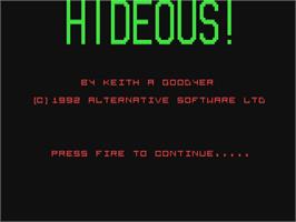 Title screen of Hideous on the Commodore 64.