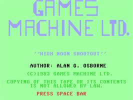 Title screen of High Noon Shootout on the Commodore 64.