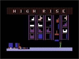 Title screen of High Rise on the Commodore 64.