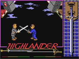 Title screen of Highlander on the Commodore 64.