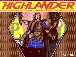 Title screen of Highlander on the Commodore 64.