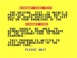 Title screen of Highway Code on the Commodore 64.