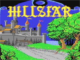 Title screen of Hillsfar on the Commodore 64.