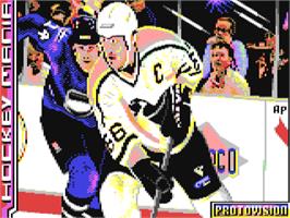 Title screen of Hockey Mania on the Commodore 64.