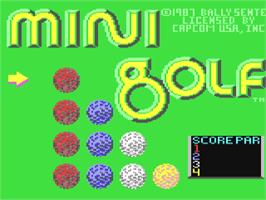 Title screen of Hole-in-One on the Commodore 64.