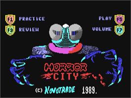 Title screen of Horror City on the Commodore 64.