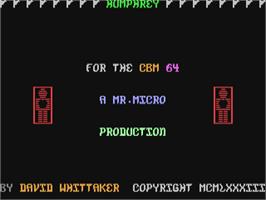 Title screen of Humphrey on the Commodore 64.