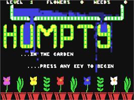Title screen of Humpty Dumpty in the Garden on the Commodore 64.