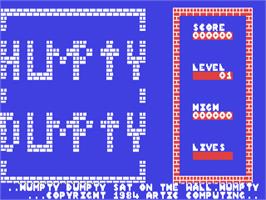 Title screen of Humpty Dumpty meets the Fuzzy Wuzzies on the Commodore 64.