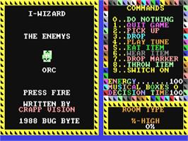 Title screen of I-wizard on the Commodore 64.
