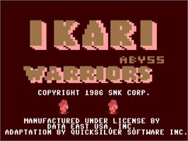 Title screen of Ikari Warriors on the Commodore 64.