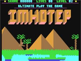 Title screen of Imhotep on the Commodore 64.