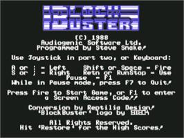 Title screen of Impact on the Commodore 64.