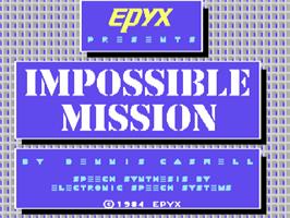 Title screen of Impossible Mission on the Commodore 64.