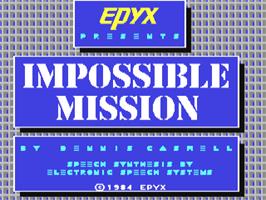 Title screen of Impossible Mission on the Commodore 64.