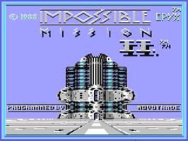 Title screen of Impossible Mission II on the Commodore 64.