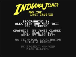 Title screen of Indiana Jones and the Last Crusade: The Action Game on the Commodore 64.