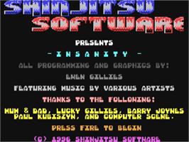 Title screen of Insanity on the Commodore 64.
