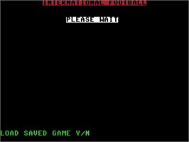 Title screen of International Football (Cult Games) on the Commodore 64.