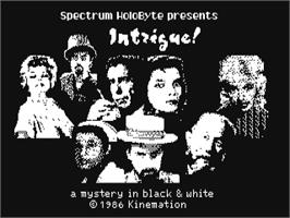 Title screen of Intrigue! (Spectrum HoloByte) on the Commodore 64.