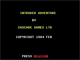 Title screen of Intruder Adventure on the Commodore 64.
