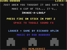 Title screen of Invade-a-load! on the Commodore 64.