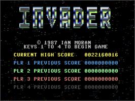 Title screen of Invader on the Commodore 64.