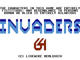 Title screen of Invaders (64'er - 1992) on the Commodore 64.