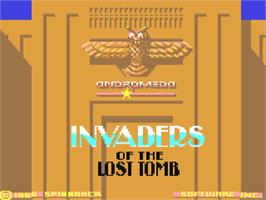 Title screen of Invaders of the Lost Tomb on the Commodore 64.
