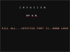 Title screen of Invasion on the Commodore 64.