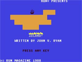 Title screen of Island! (RUN) on the Commodore 64.