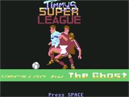 Title screen of Jimmy's Super League on the Commodore 64.
