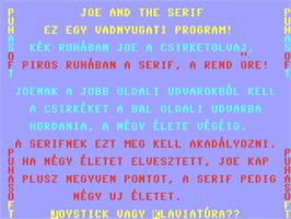 Title screen of Joe And The Seriff on the Commodore 64.