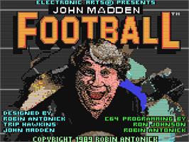 Title screen of John Madden Football on the Commodore 64.