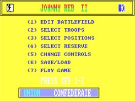 Title screen of Johnny Reb 2 on the Commodore 64.