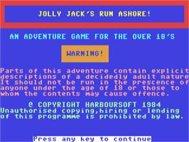 Title screen of Jolly Jack's Run Ashore! on the Commodore 64.