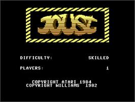 Title screen of Joust (The Code Works) on the Commodore 64.