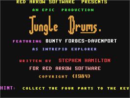 Title screen of Jungle Drums on the Commodore 64.