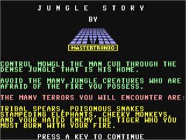 Title screen of Jungle Story on the Commodore 64.
