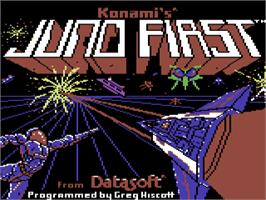 Title screen of Juno First on the Commodore 64.