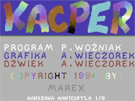Title screen of Kacper on the Commodore 64.