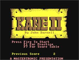 Title screen of Kane 2 on the Commodore 64.