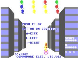 Title screen of Kickman on the Commodore 64.