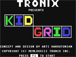 Title screen of Kid Grid on the Commodore 64.