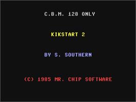 Title screen of Kikstart 128 on the Commodore 64.