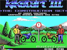 Title screen of Kikstart 3 on the Commodore 64.