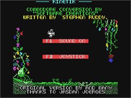 Title screen of Kinetik on the Commodore 64.